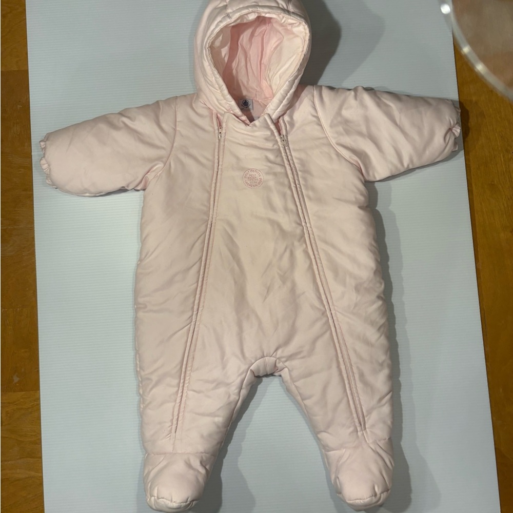 Pink 12 month baby snowsuit, Petit Batesu (French Brand)
